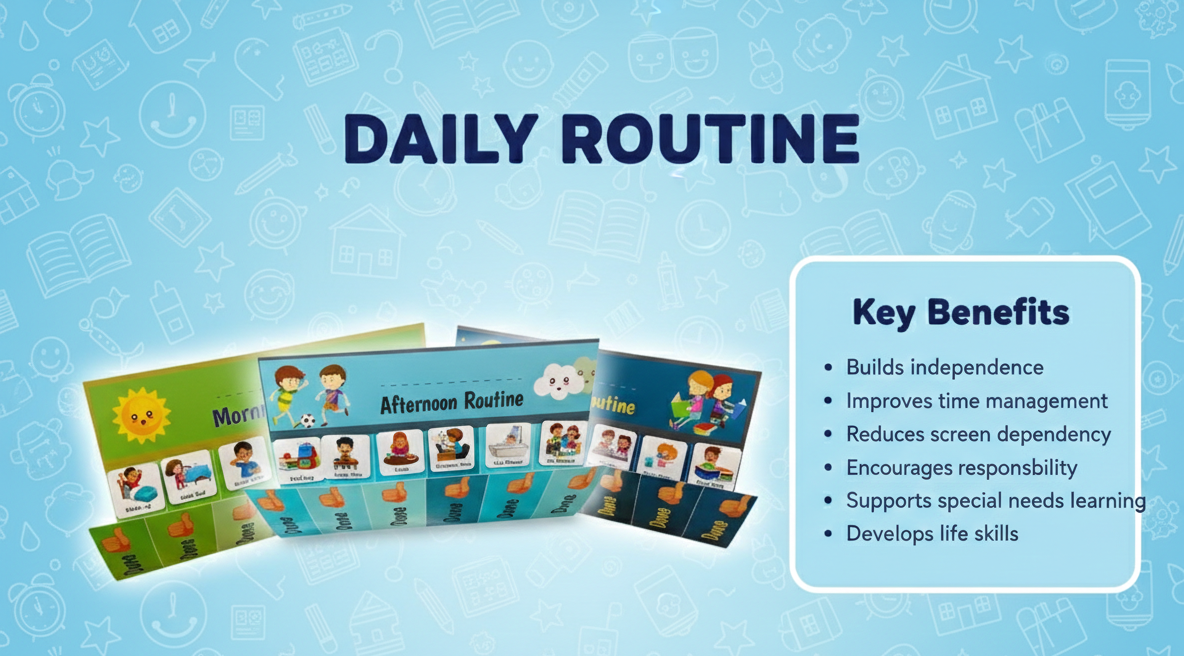 3-in-1 Kids Daily Routine Learning Board Set – Morning, Afternoon & Night - Image 5