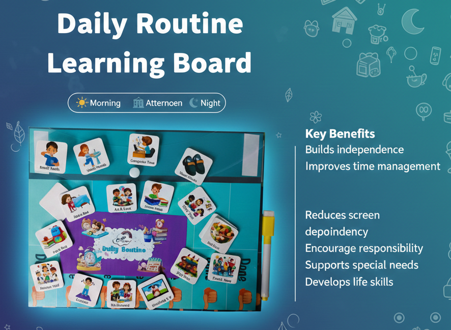 3-in-1 Kids Daily Routine Learning Board Set – Morning, Afternoon & Night - Image 6