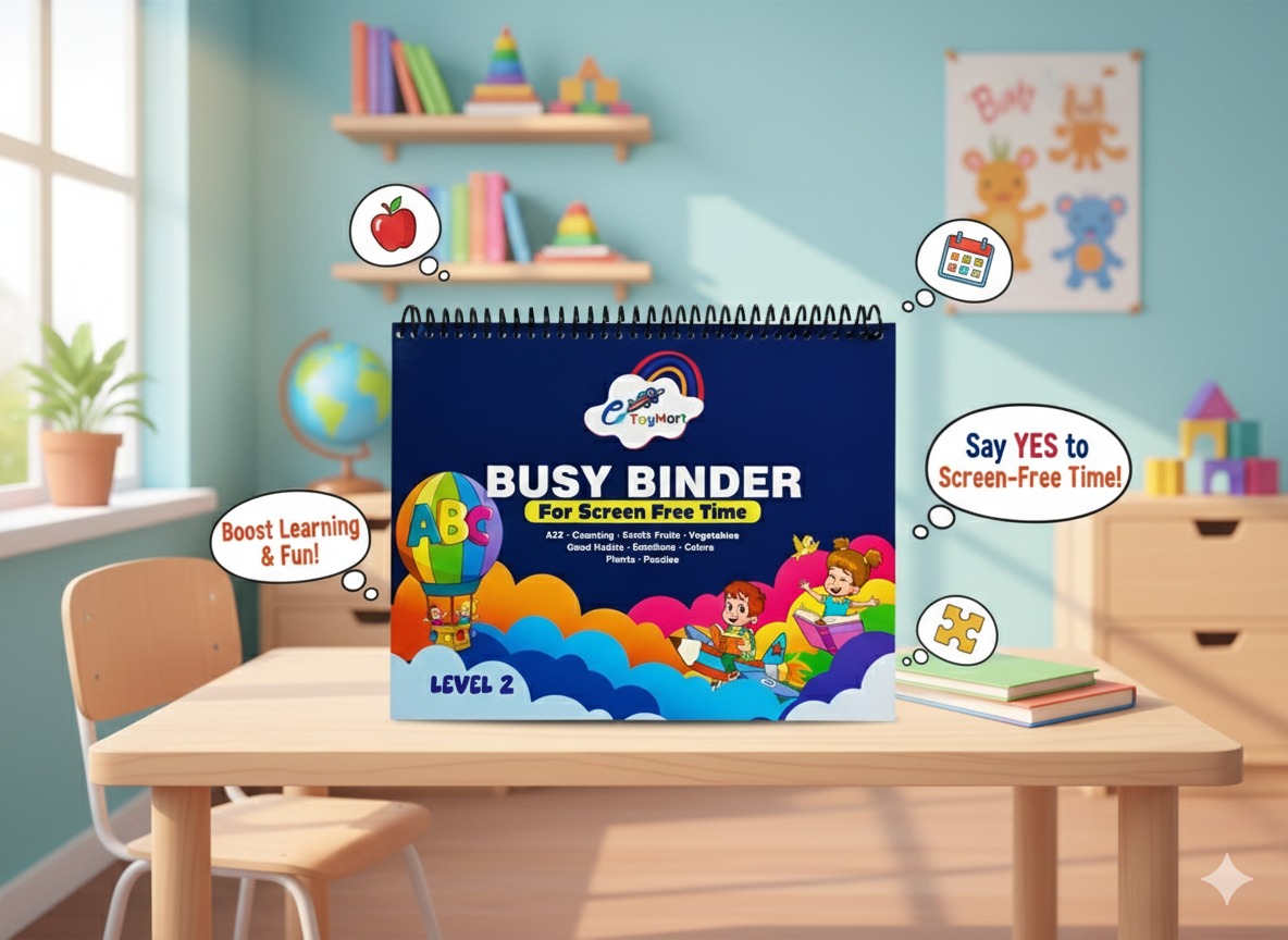 Busy Binder Level 2 Montessori Preschool Learning Binder | Reusable Velcro Activity Book | Screen-Free Educational Toy for 2–5 Years | Alphabet, Numbers, Emotions, Science & Skill Development