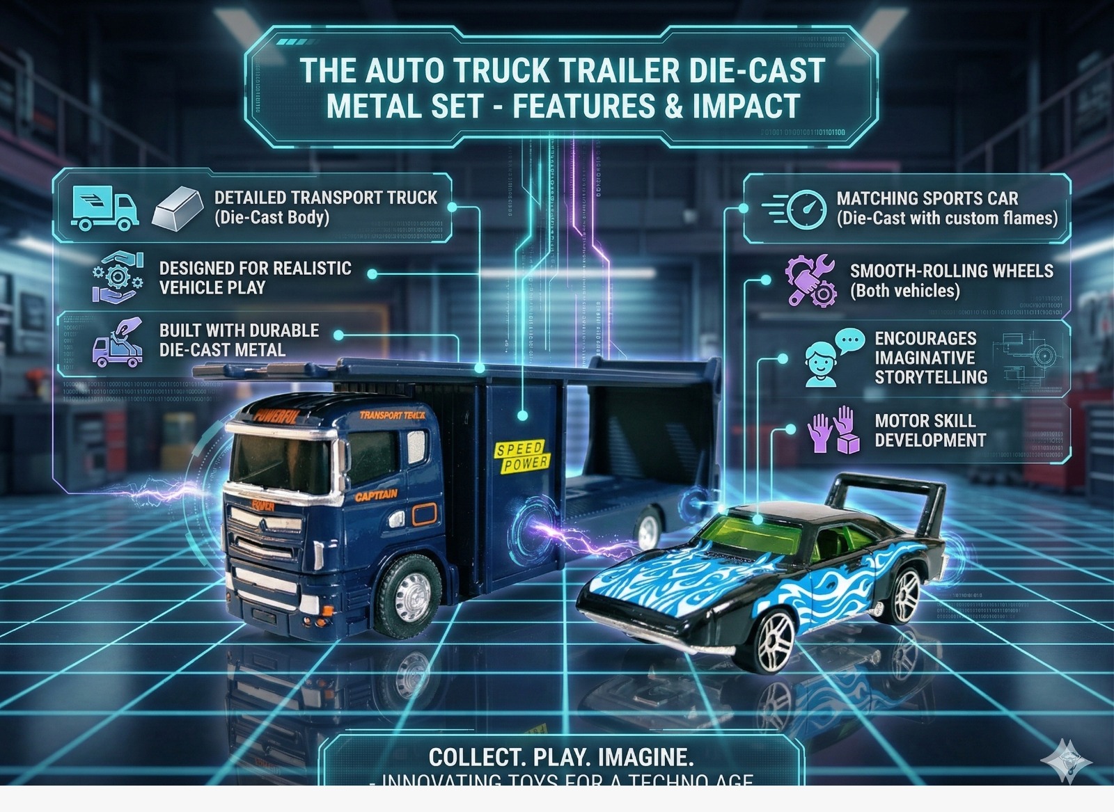 Auto Truck Trailer Dia Cast Metal Car Carrier - Image 4