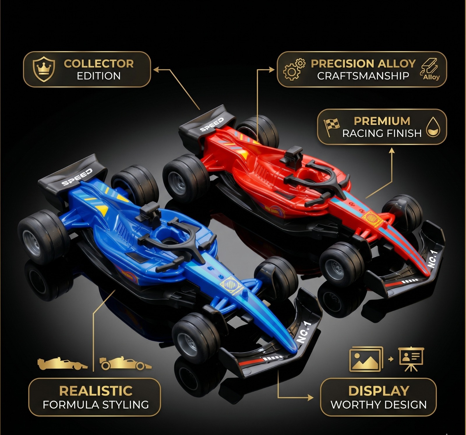 Alloy Racing Formula Car Set Red & Blue