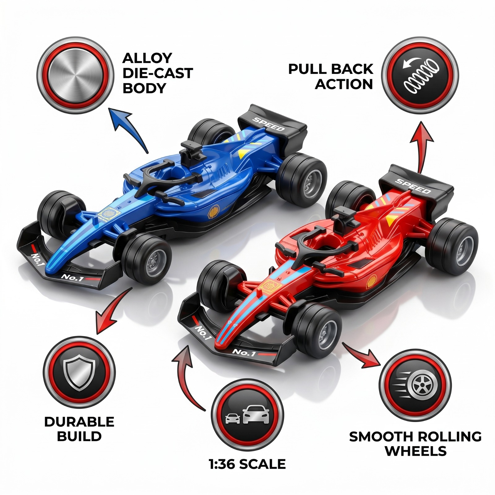 Alloy Racing Formula Car Set Red & Blue - Image 3
