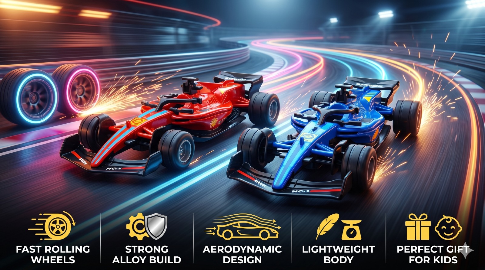 Alloy Racing Formula Car Set Red & Blue - Image 4