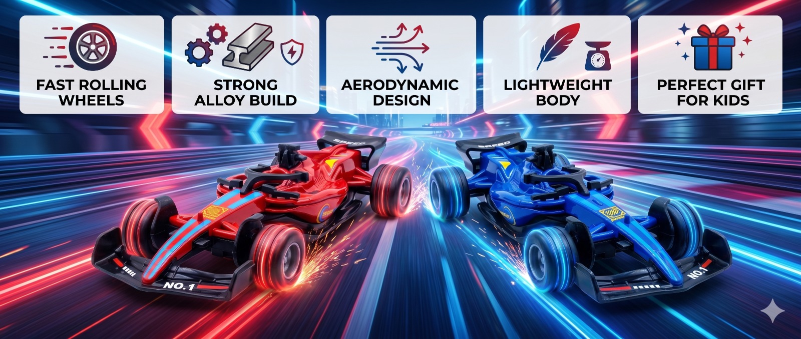 Alloy Racing Formula Car Set Red & Blue - Image 5
