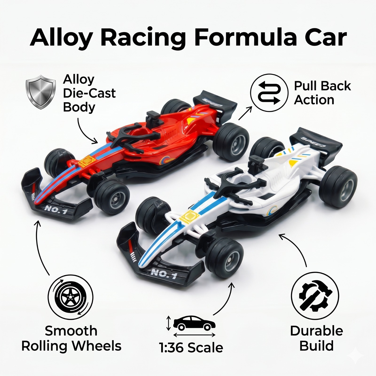 Dia Cast Formula Red & White Car - Image 3