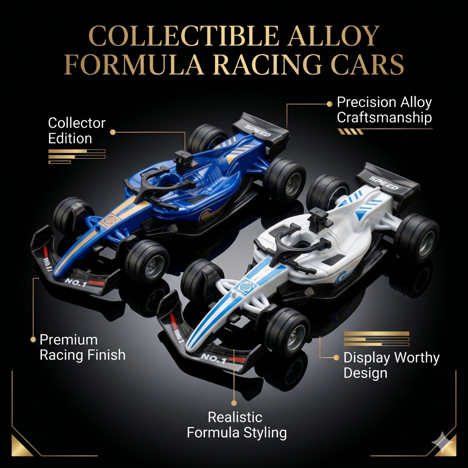 Dia Cast Formula White & Blue Car