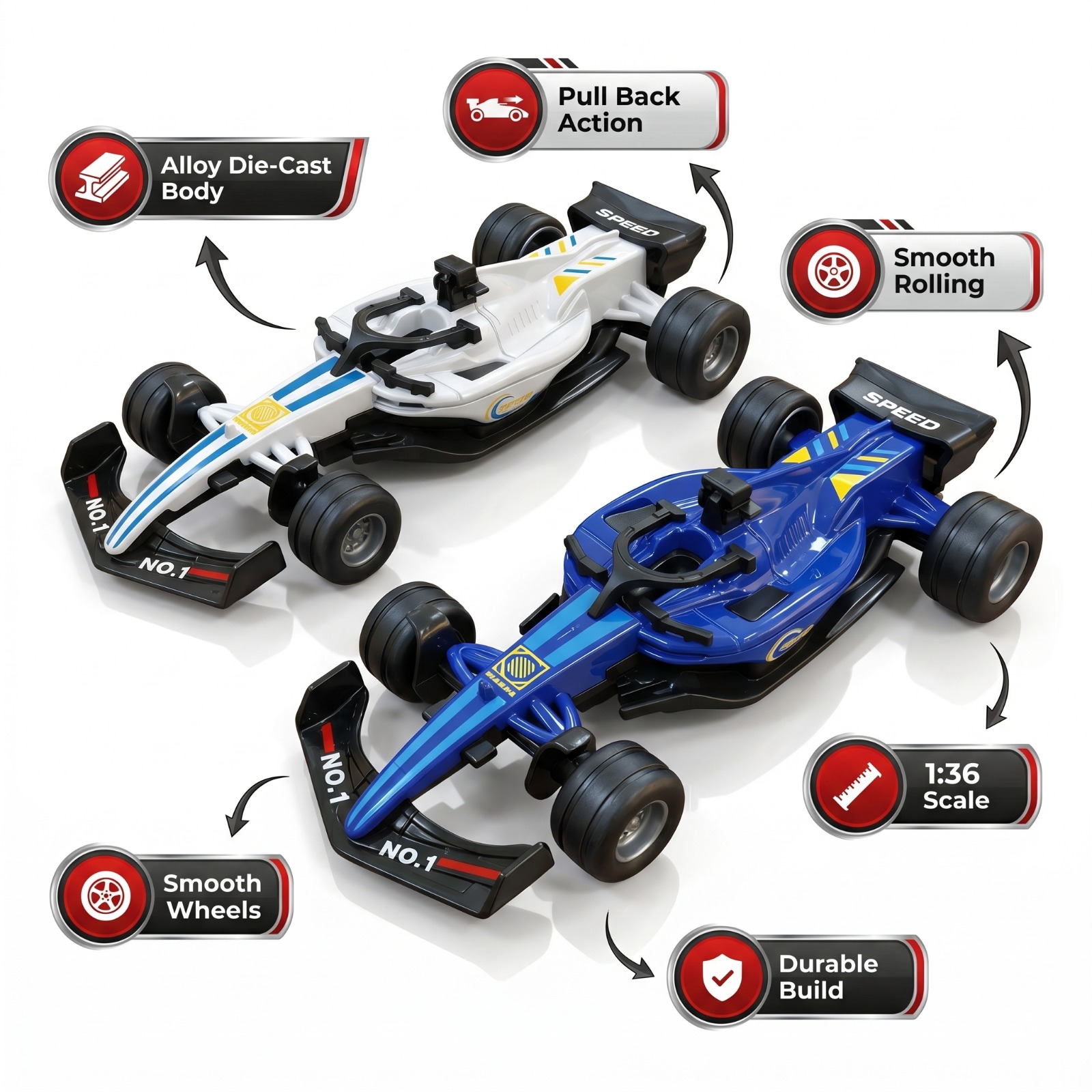 Dia Cast Formula White & Blue Car - Image 6