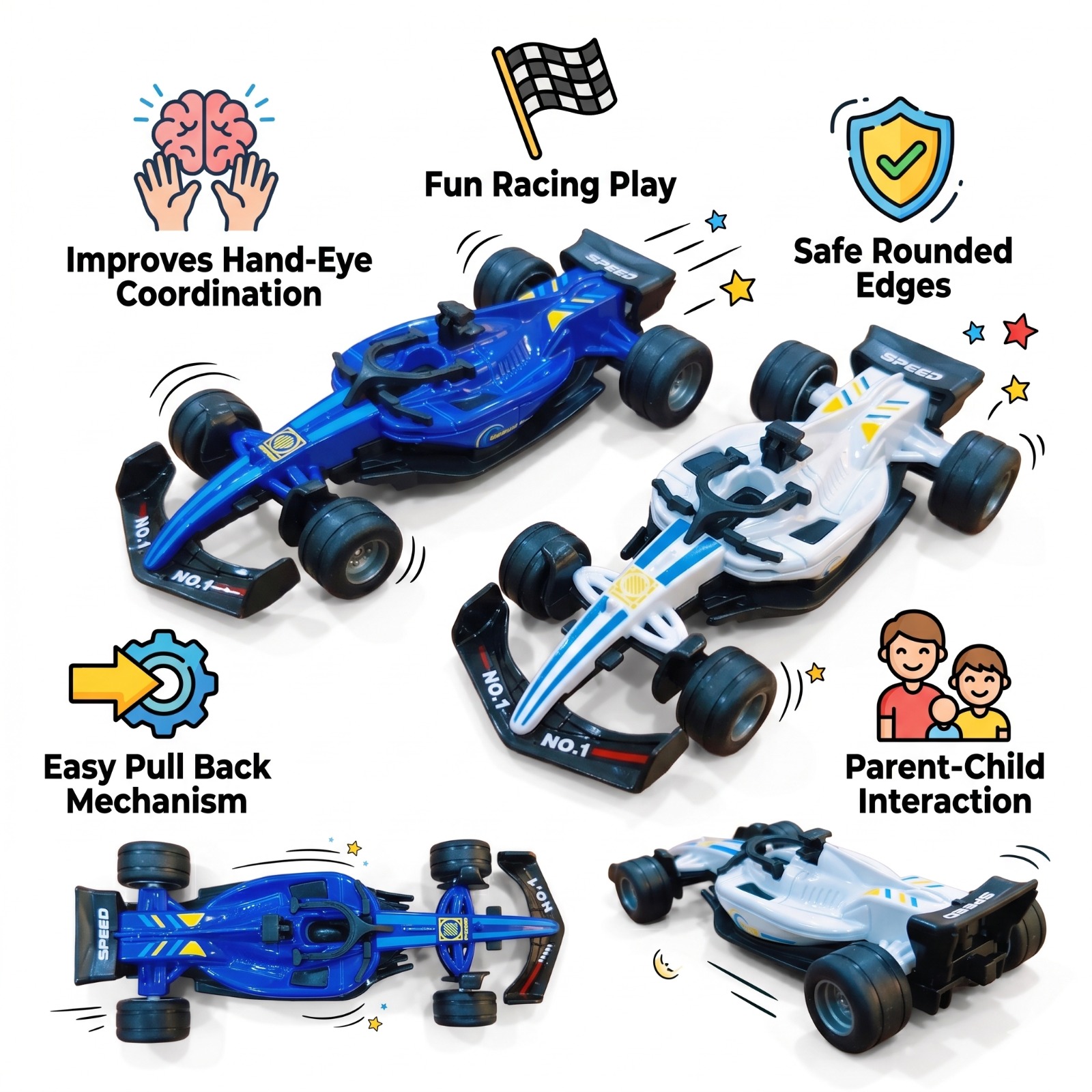 Dia Cast Formula White & Blue Car - Image 7
