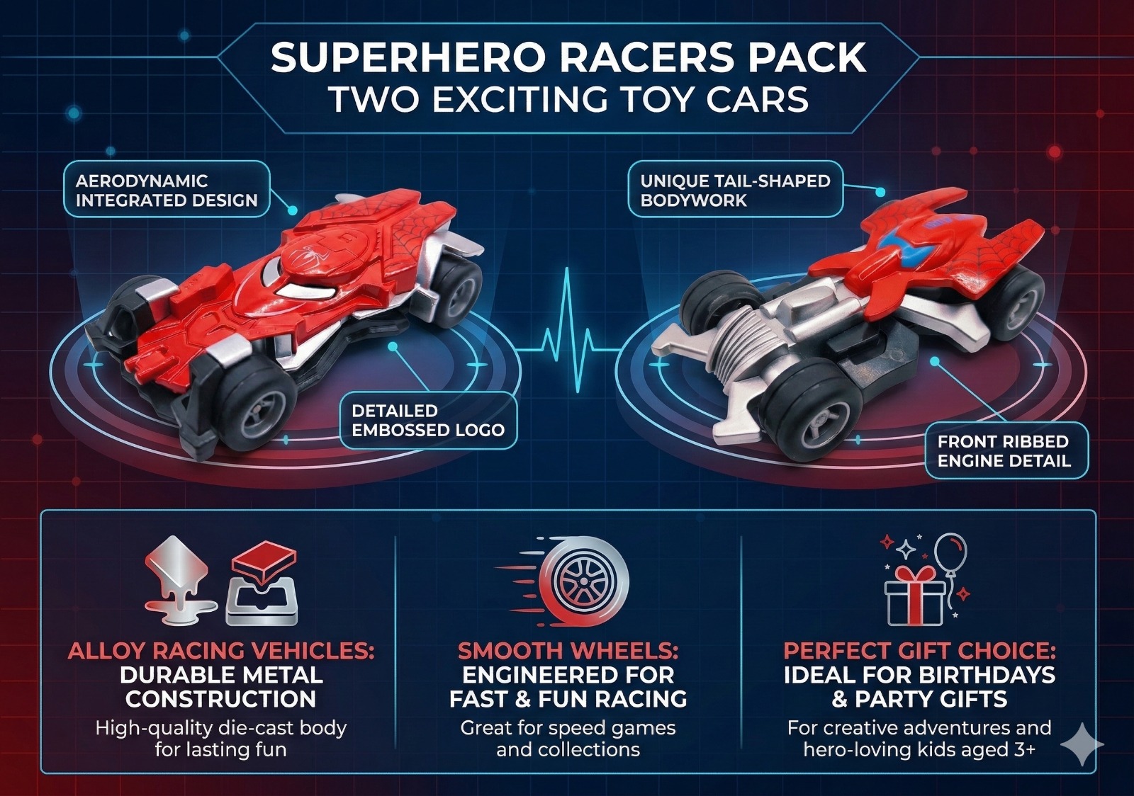 Spider Hero Alloy Model Racing Car – Red Model I - Image 4