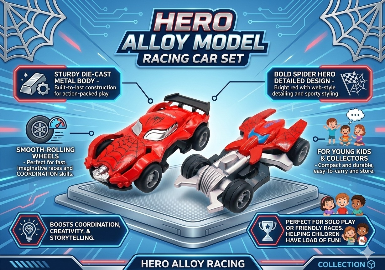 Spider Hero Alloy Model Racing Car – Red II - Image 4