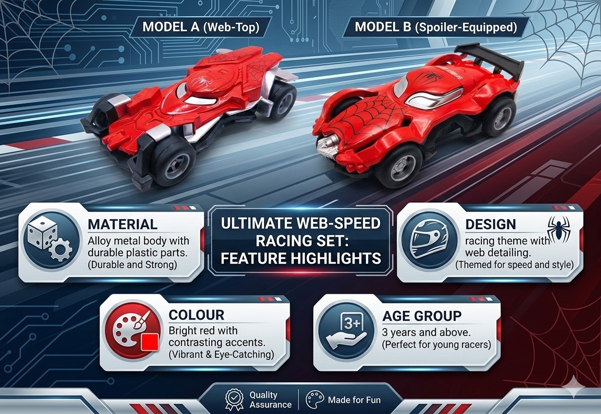 Spider Hero Alloy Model Racing Car Red Model III - Image 3