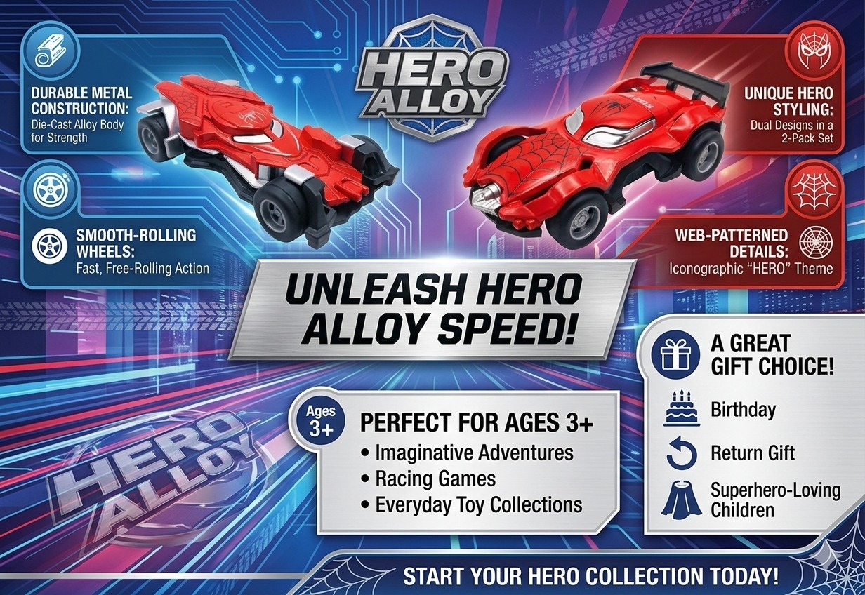 Spider Hero Alloy Model Racing Car Red Model III - Image 5