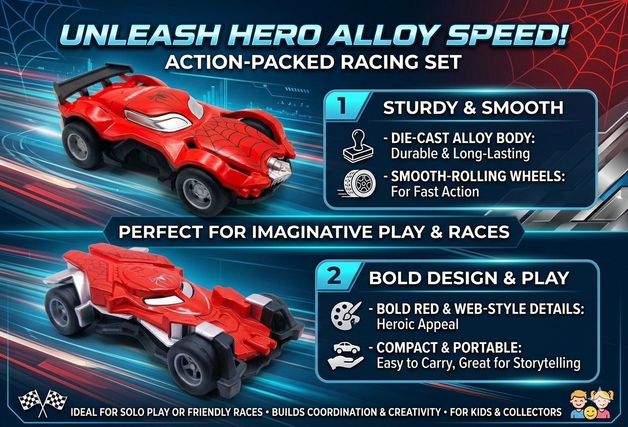 Spider Hero Alloy Model Racing Car Red Model III - Image 6