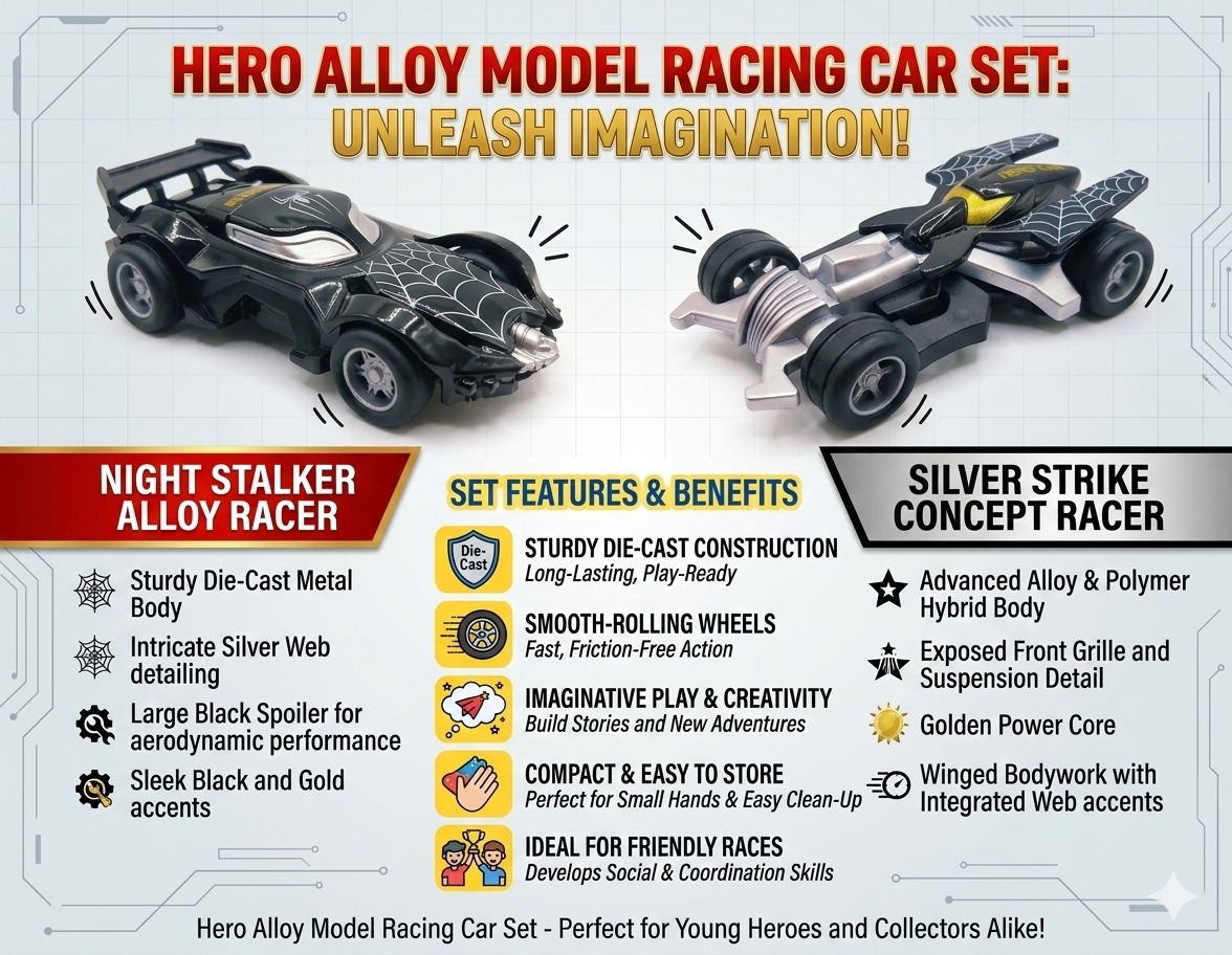 Spider Hero Alloy Model Racing Car – Black I - Image 4