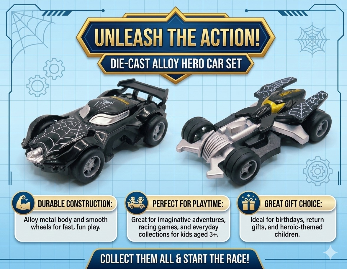 Spider Hero Alloy Model Racing Car – Black I