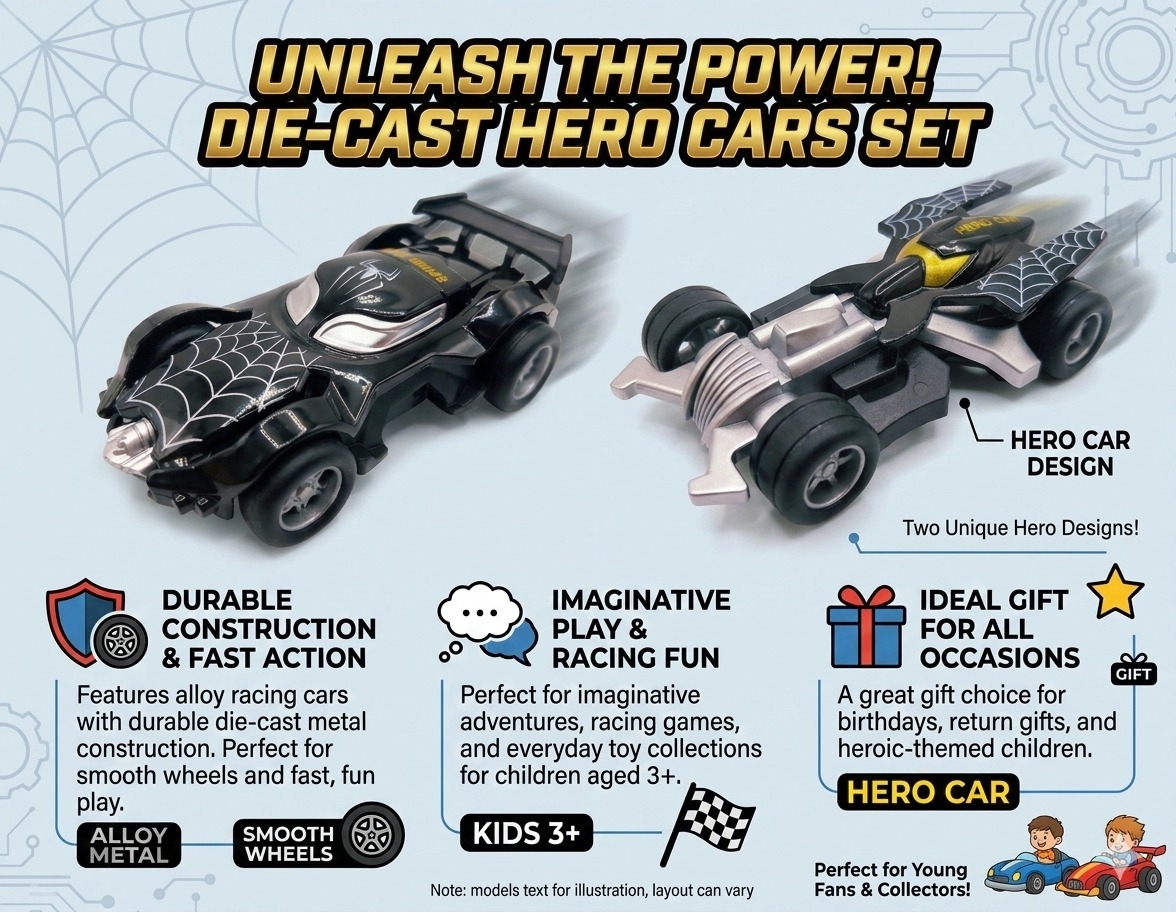 Spider Hero Alloy Model Racing Car – Black I - Image 5