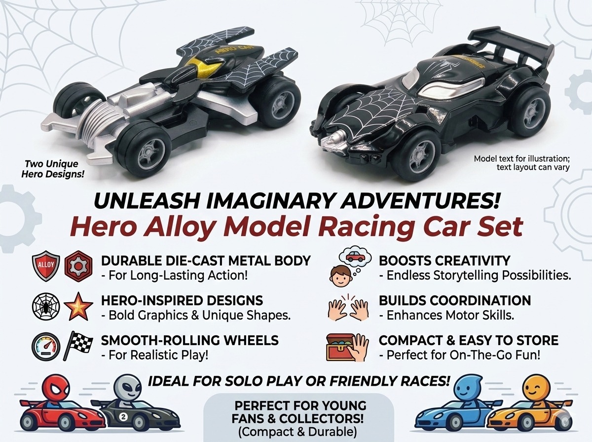 Spider Hero Alloy Model Racing Car – Black I - Image 7