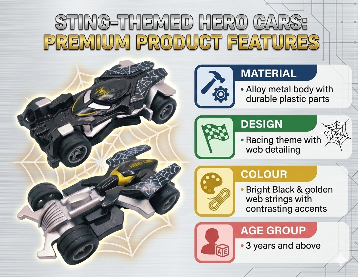 Spider Hero Alloy Model Racing Car – Black II - Image 3