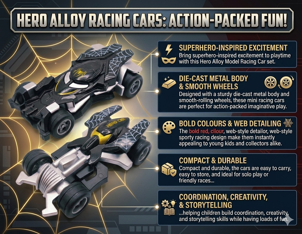 Spider Hero Alloy Model Racing Car – Black II - Image 5