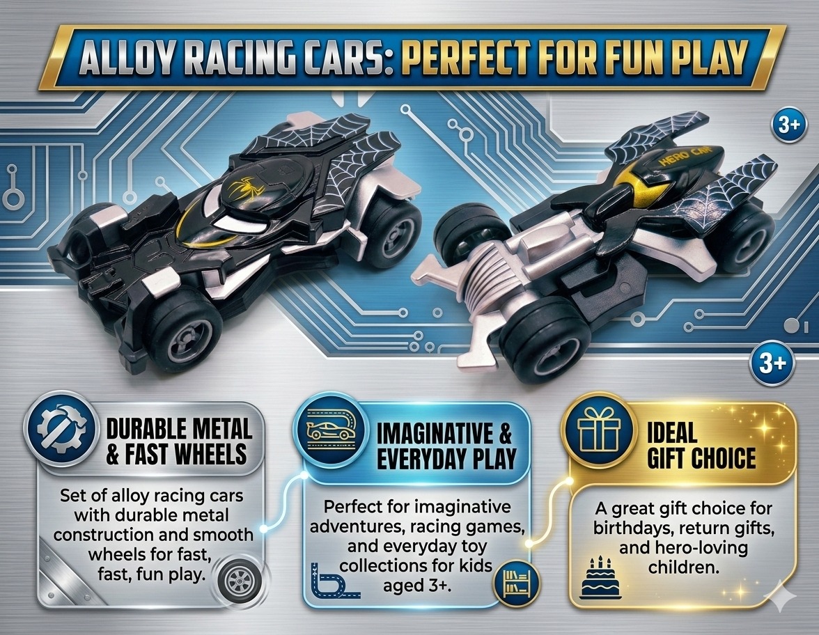 Spider Hero Alloy Model Racing Car – Black II - Image 7