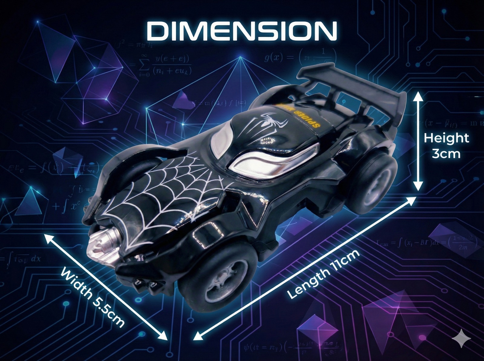 Spider Hero Alloy Model Racing Car – Black III - Image 2