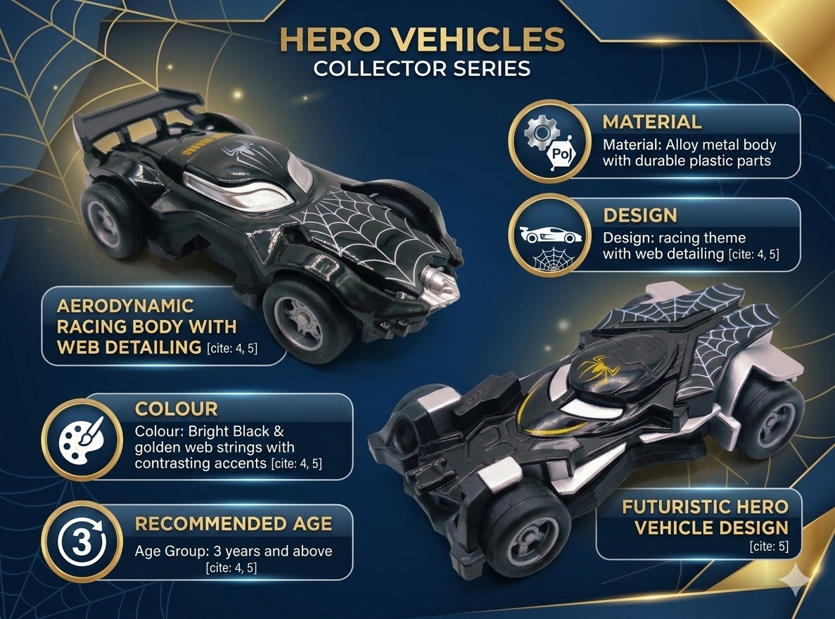 Spider Hero Alloy Model Racing Car – Black III - Image 5
