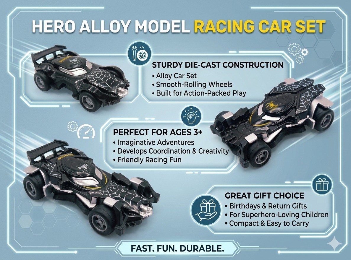 Spider Hero Alloy Model Racing Car – Black III - Image 6