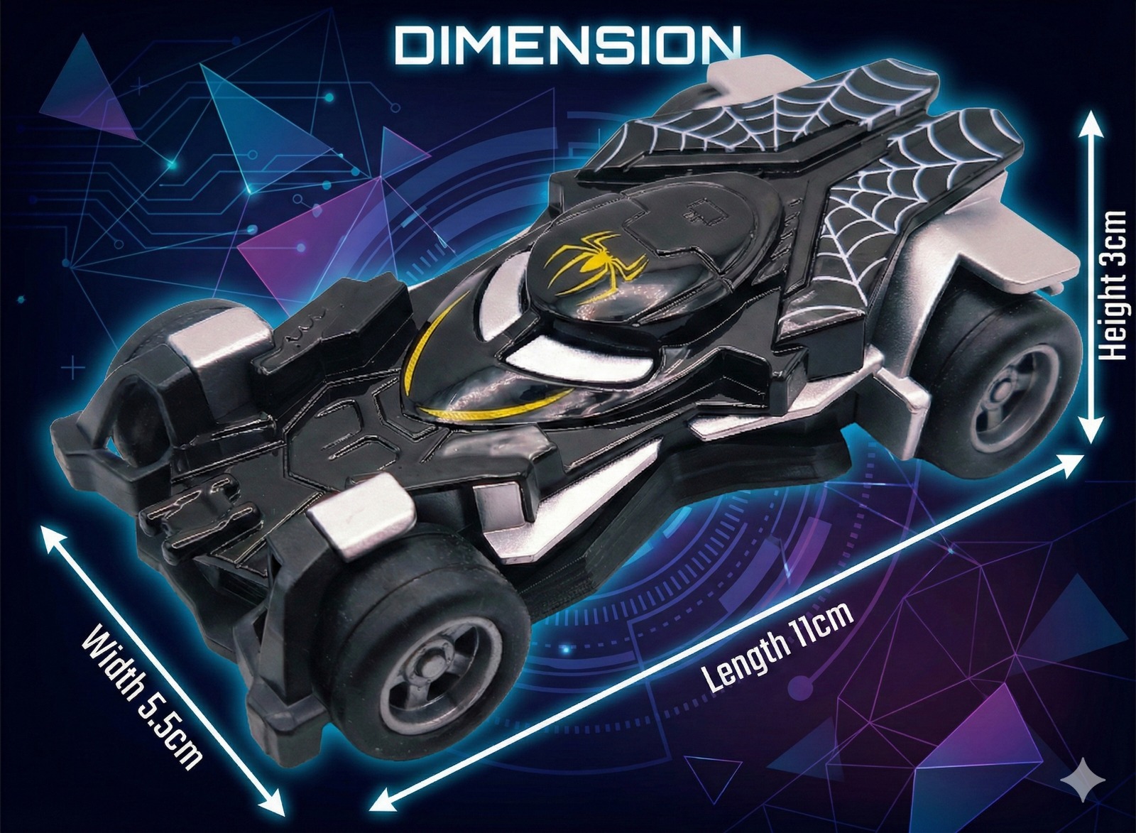 Spider Hero Alloy Model Racing Car – Black III - Image 7