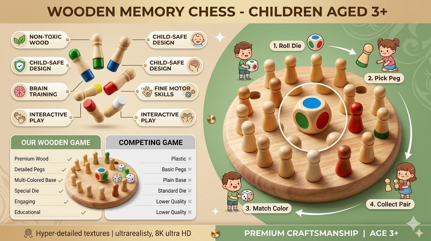 Wooden Memory Chess Game - Image 5