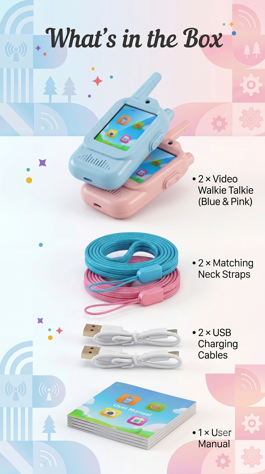 Video Walkie Talkie Children’s Toy (Blue & Pink Set)