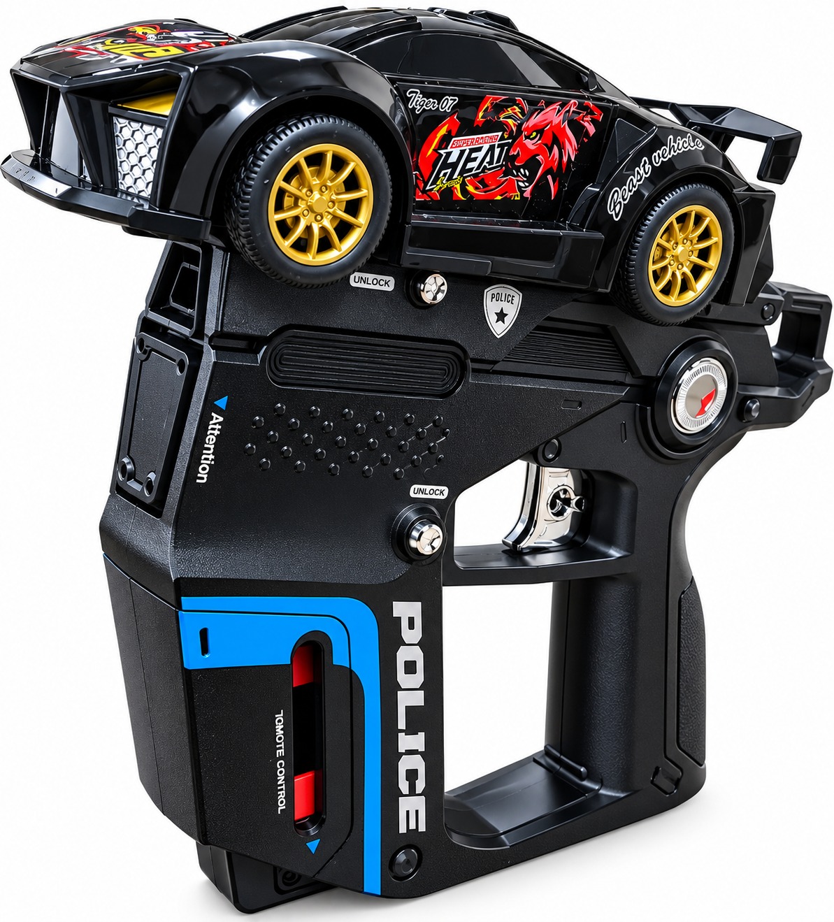 Police Three-in-One RC Racing Car & Laser Gun Launcher Set