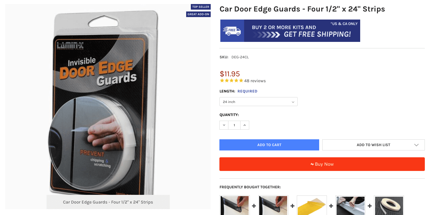 Car Door Edge Guards - Four 1/2 x 24 Strips