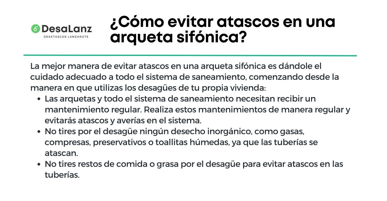 evitar atascos arqueta sifonica Lanzarote
