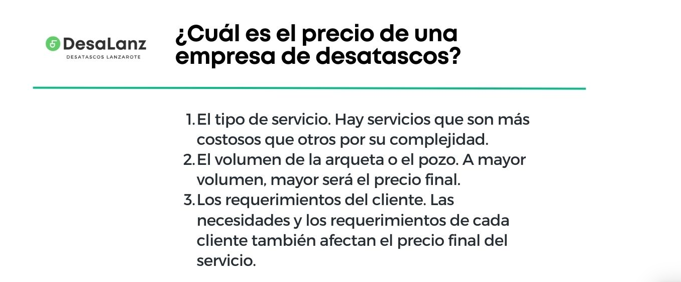 Precio empresa desatascos Lanzarote