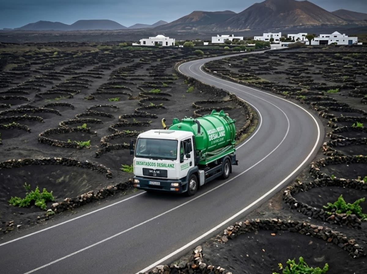 Camión de desatascos urgentes trabajando en Lanzarote