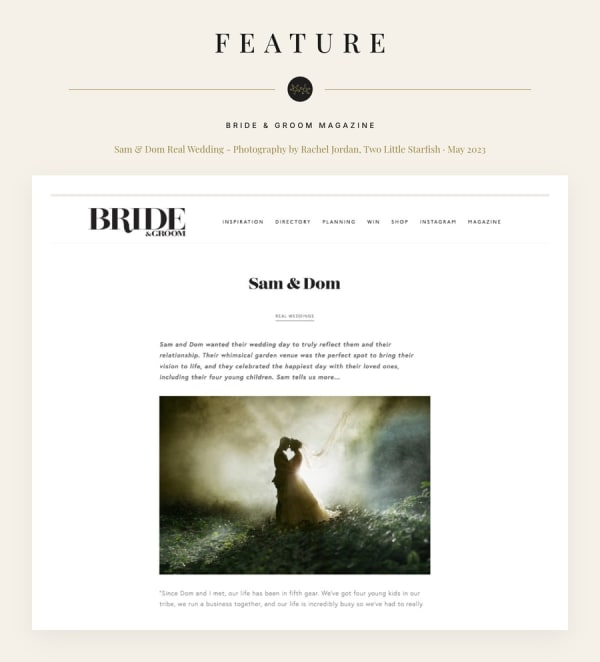Bride & Groom Magazine Samantha and Dom wedding feature