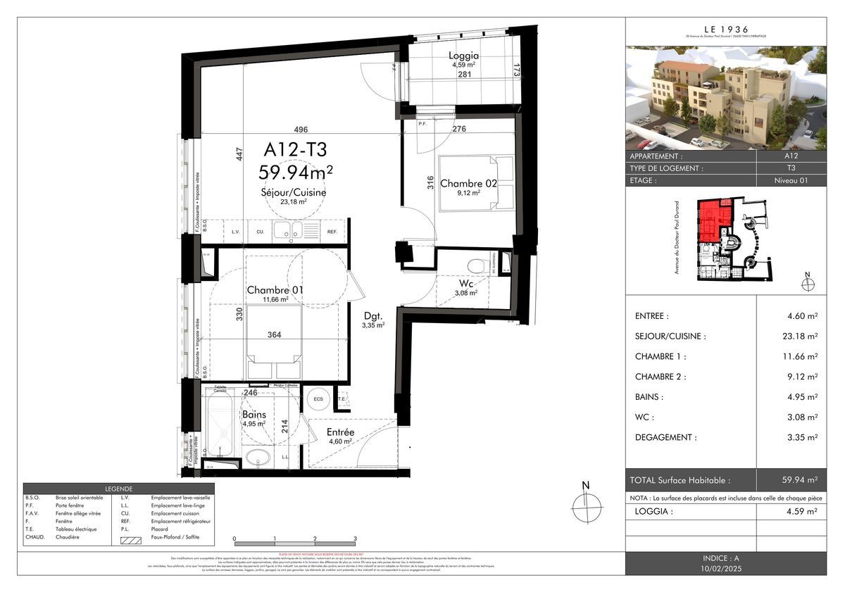 Appartement 3 pièces 59.94 m² à vendre – à Tain-l'Hermitage (26600)