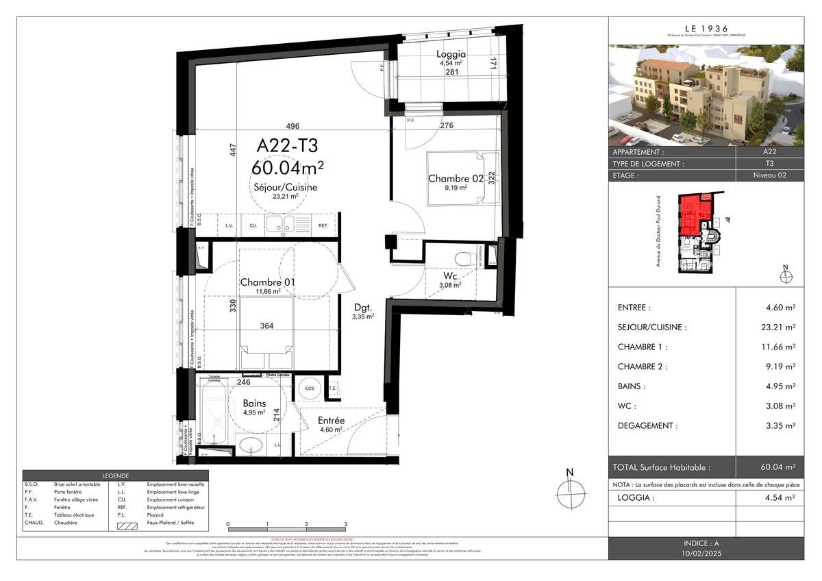 Appartement 3 pièces 60.04 m² à vendre – à Tain-l'Hermitage (26600)