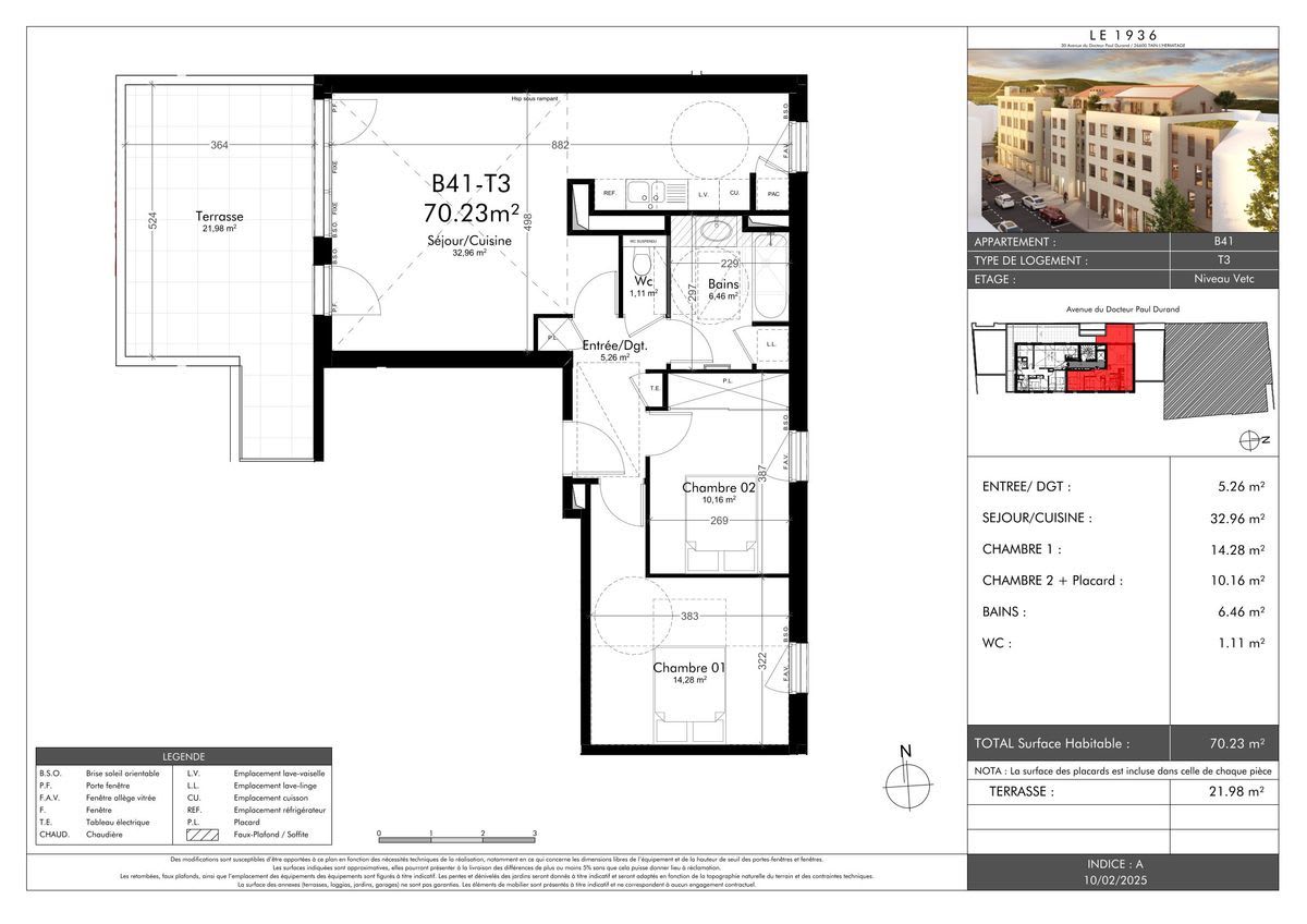 Appartement 3 pièces 70.23 m² à vendre – à Tain-l'Hermitage (26600)