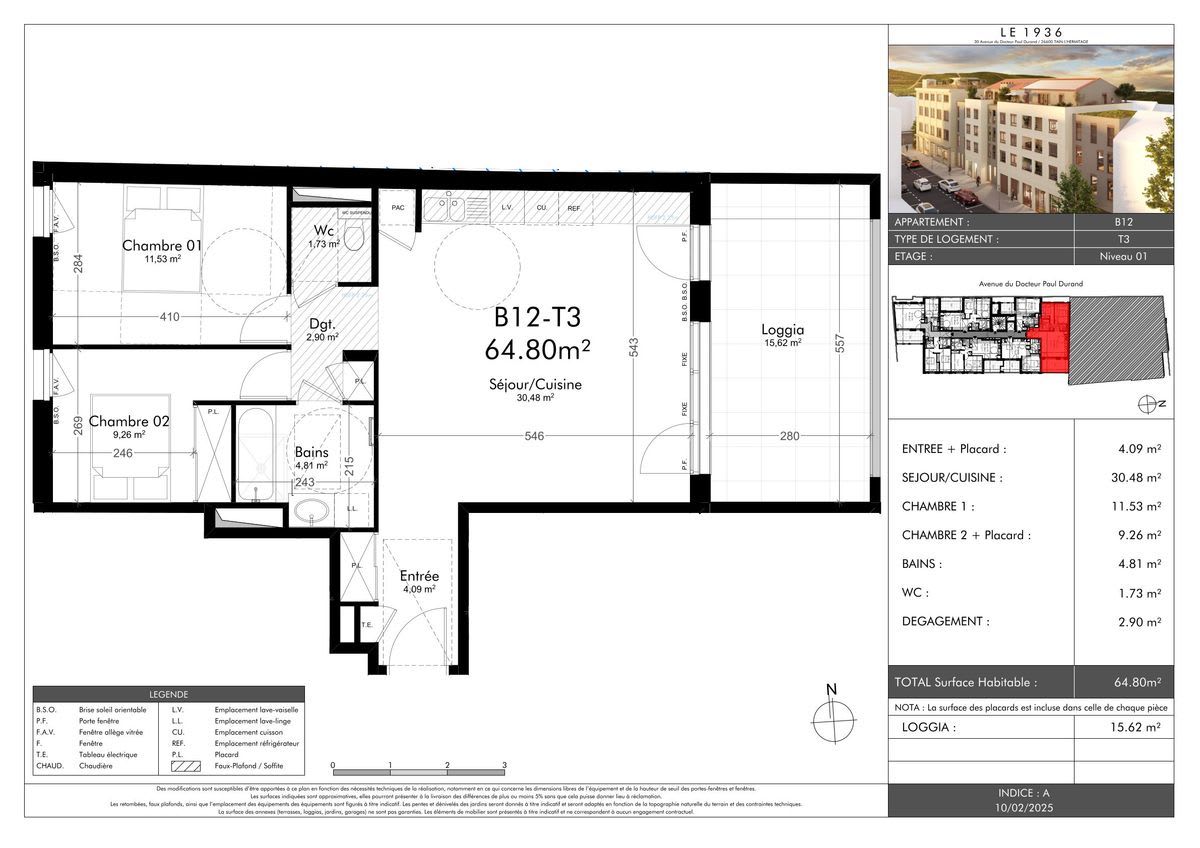 Appartement 3 pièces 64.8 m² à vendre – à Tain-l'Hermitage (26600)