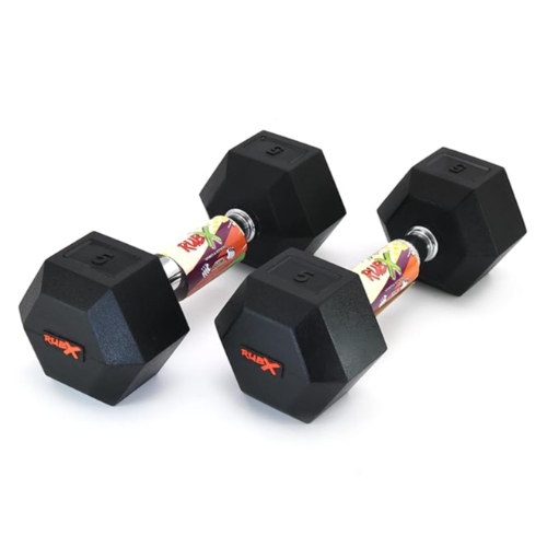 Rubber Coated Professional Exercise Hex Dumbbells (Pack Of 2)
