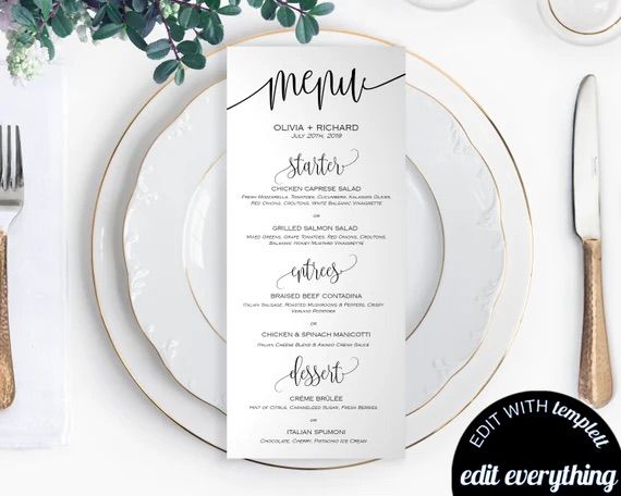 Menu Cards — 4×8″