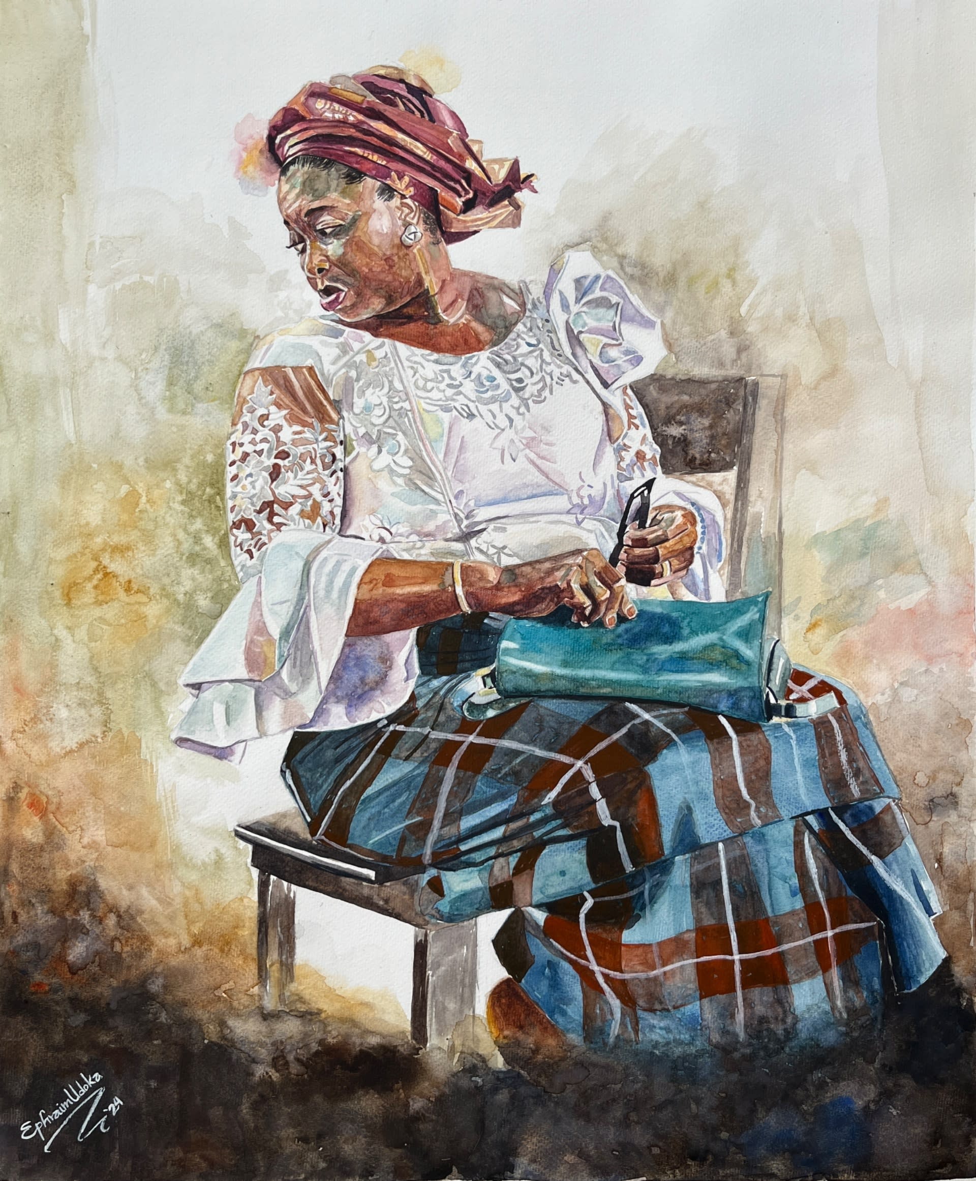 Asiaan  Agwonwan(the fronting Lady) I — by Ephraim Udoka — Painting