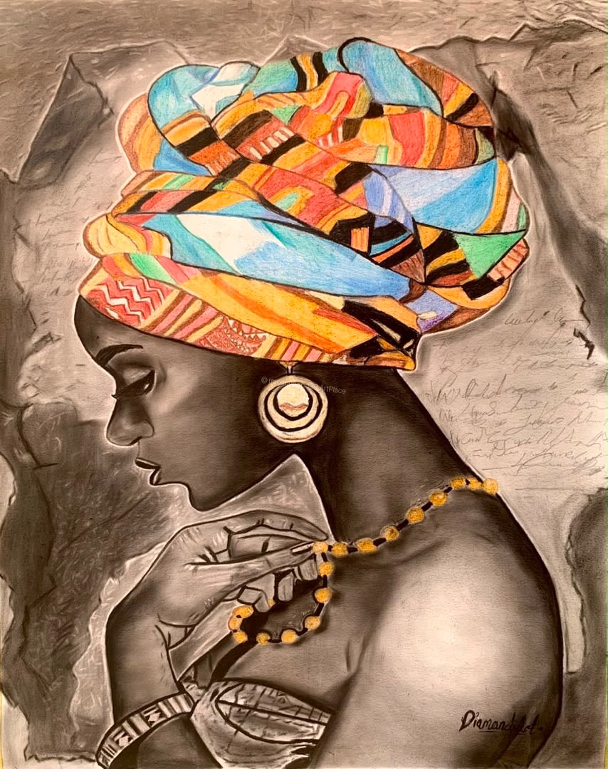 African maiden — by imo diamond — Mixed Media Art