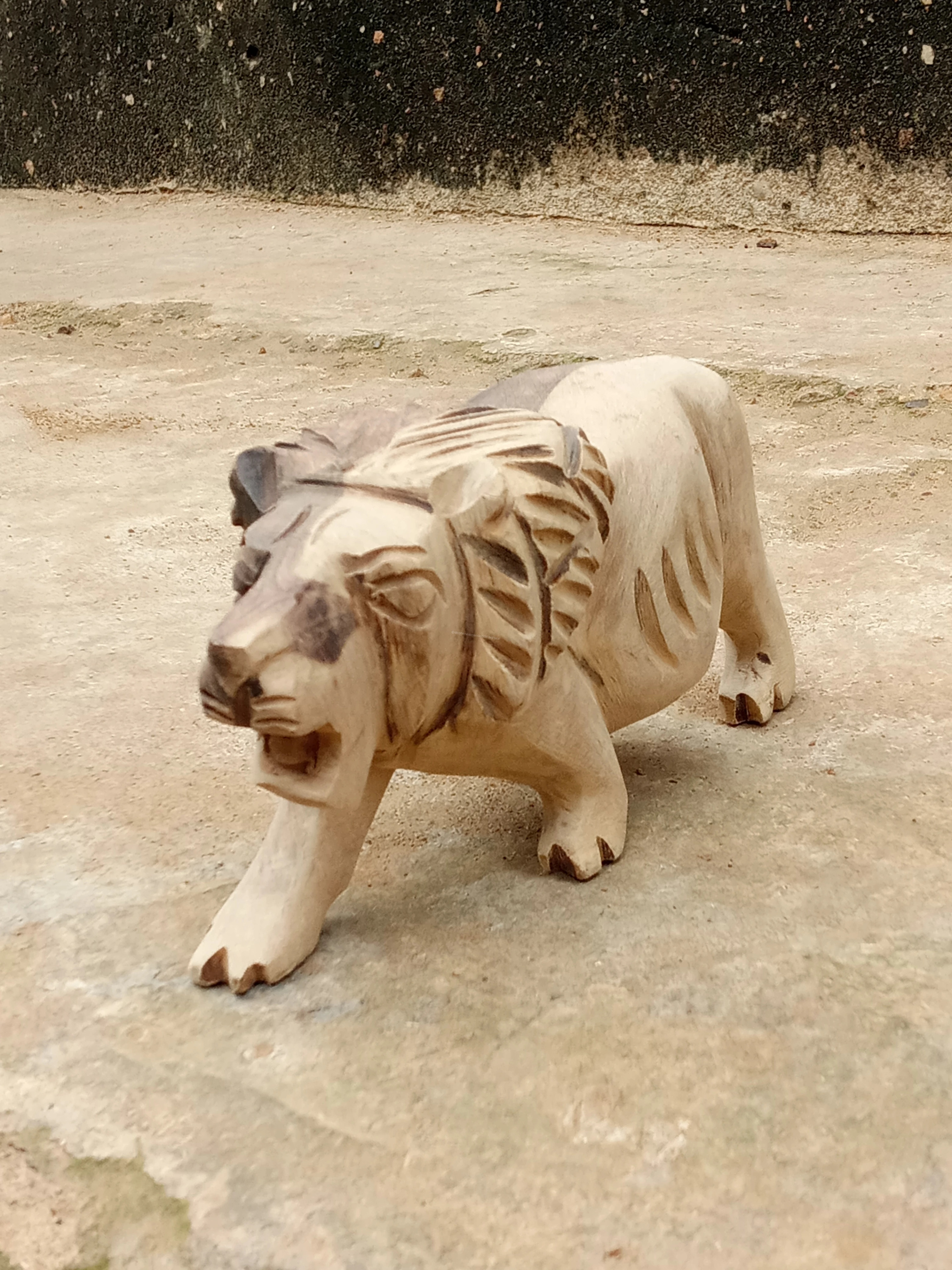 Hand wooden carved lion — by Stephen Emmanuel junior — Sculpture