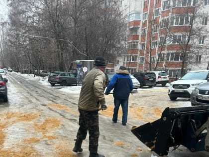 Депутаты приняли участие в субботнике по борьбе с гололедом