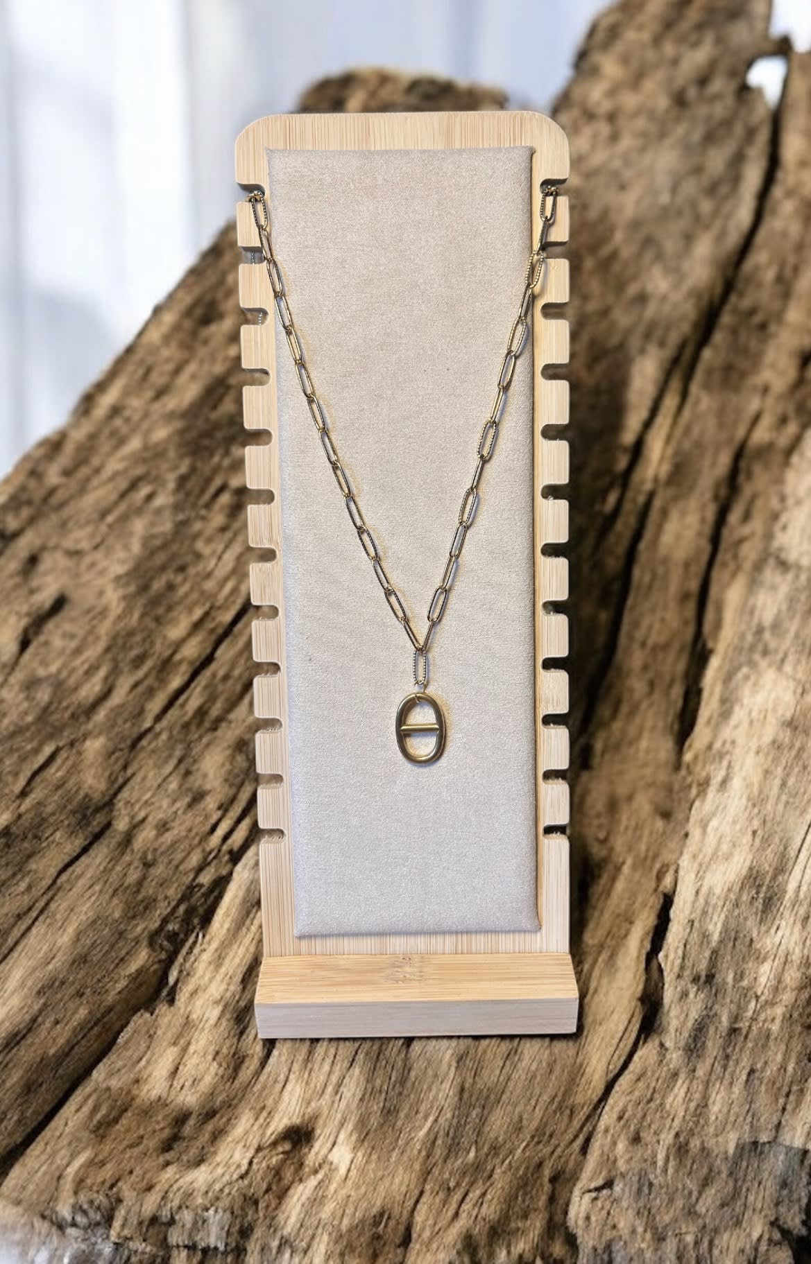 Long sautoir pendentif ovale 