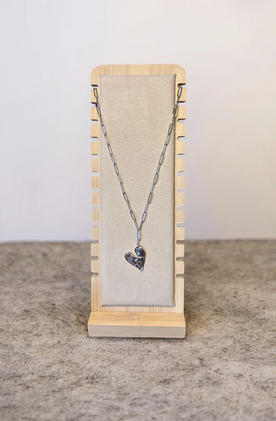 Long sautoir argent pendentif coeur 