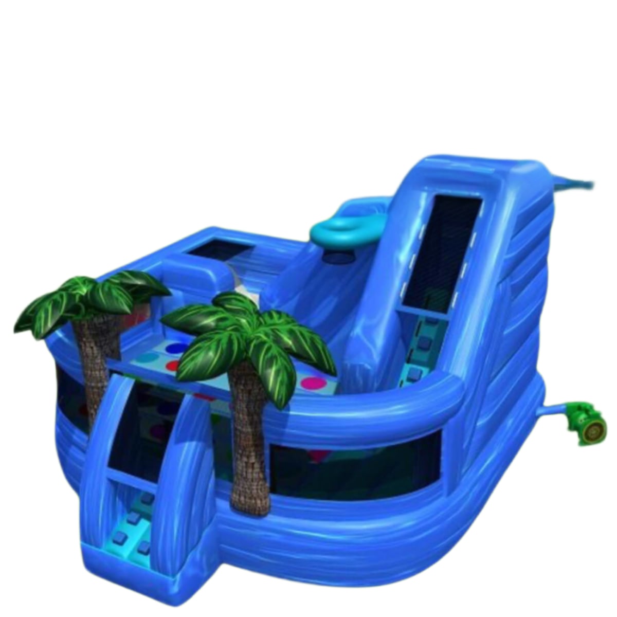 Tropical Kid Zone Bounce House & Slide Combo + Table & 8 Chairs