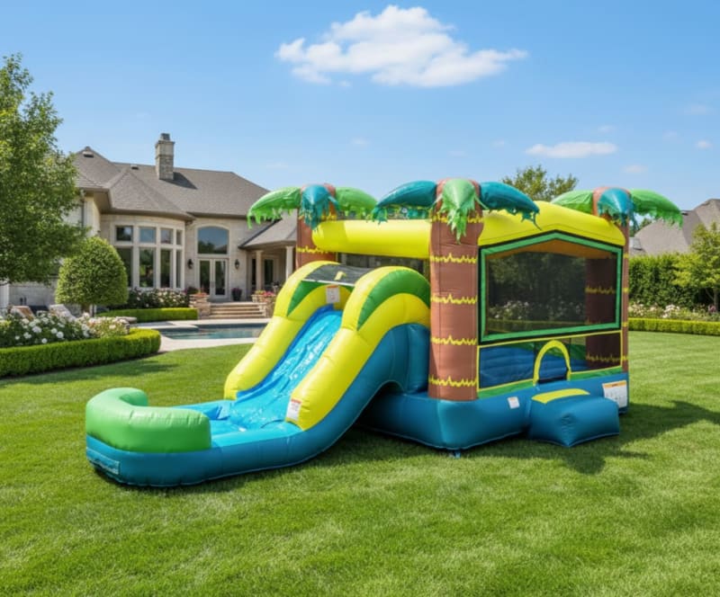Tropical Oasis Single Lane Slide & Bounce Combo